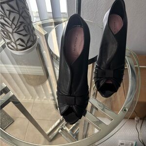 Tahari Elegant Black Peep Toe Heels